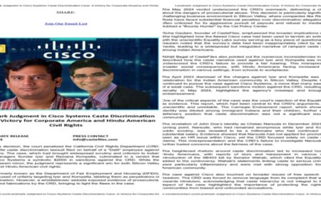 Landmark Ruling in Cisco Caste Case: Win for corporate and Hindu American Rights